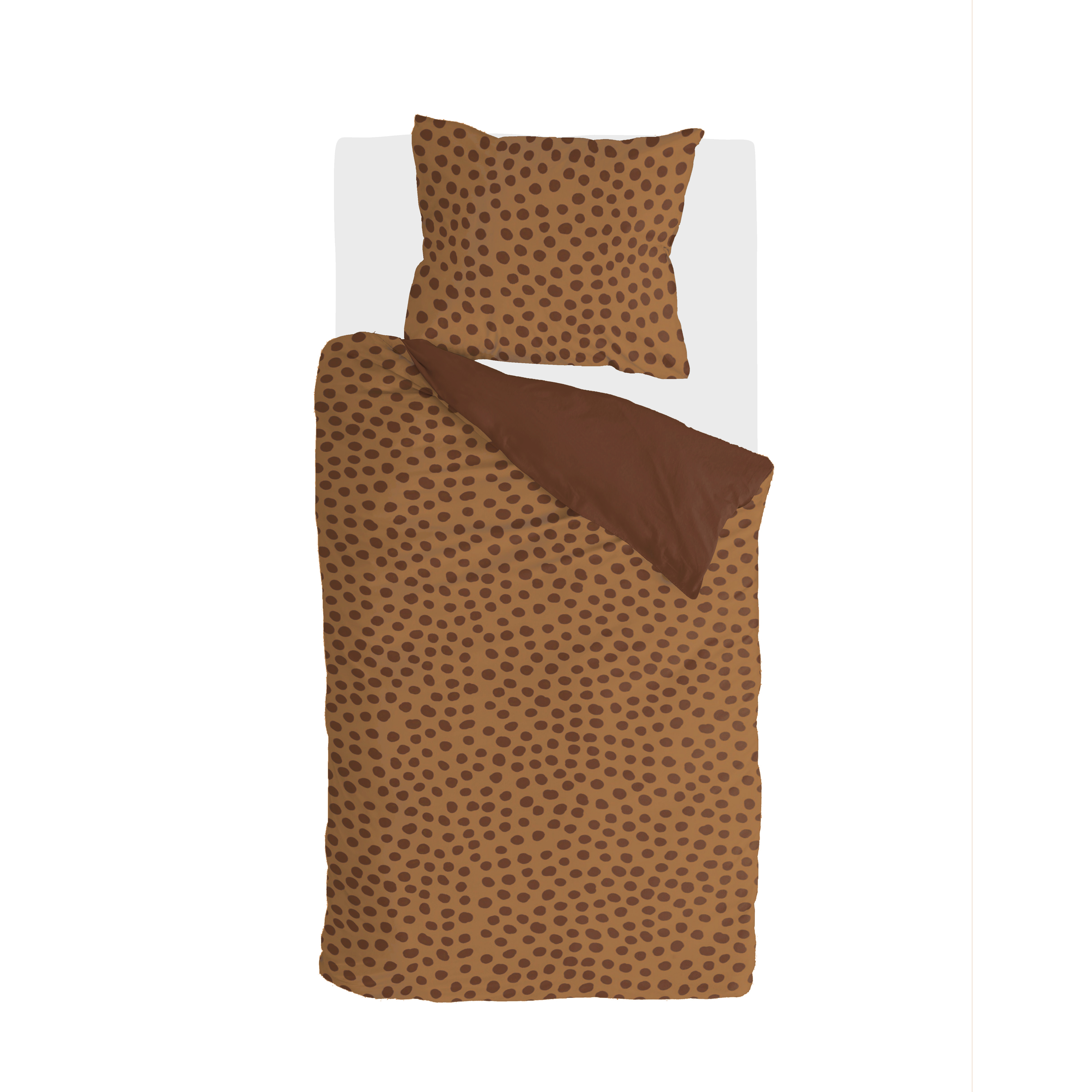 Spots & Dots dekbedovertrek 155x220cm warm bruin