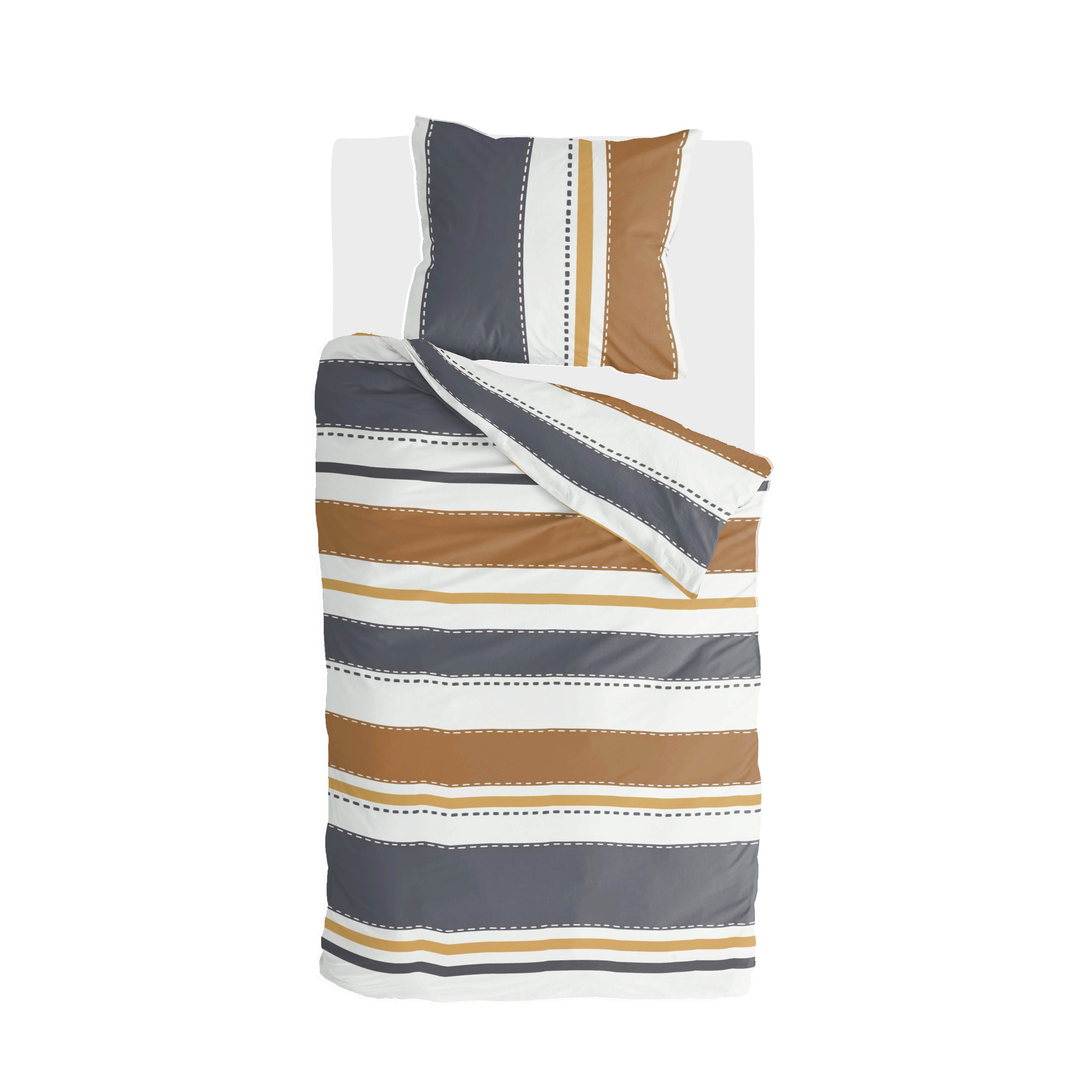 Stripes & Stitches dekbedovertrek 140x220cm antraciet