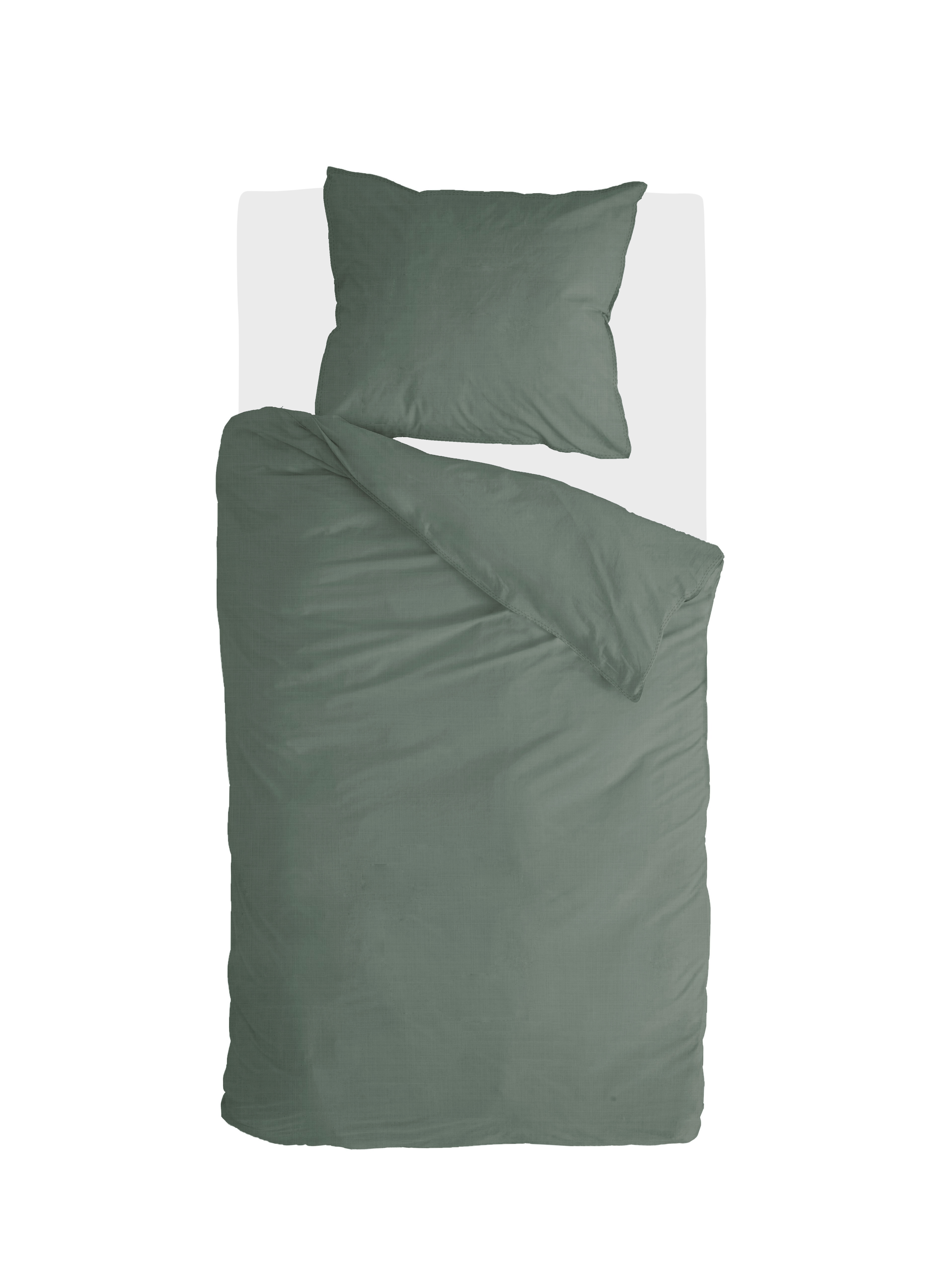 Vintage Cotton dekbedovertrek 135x200cm donker groen
