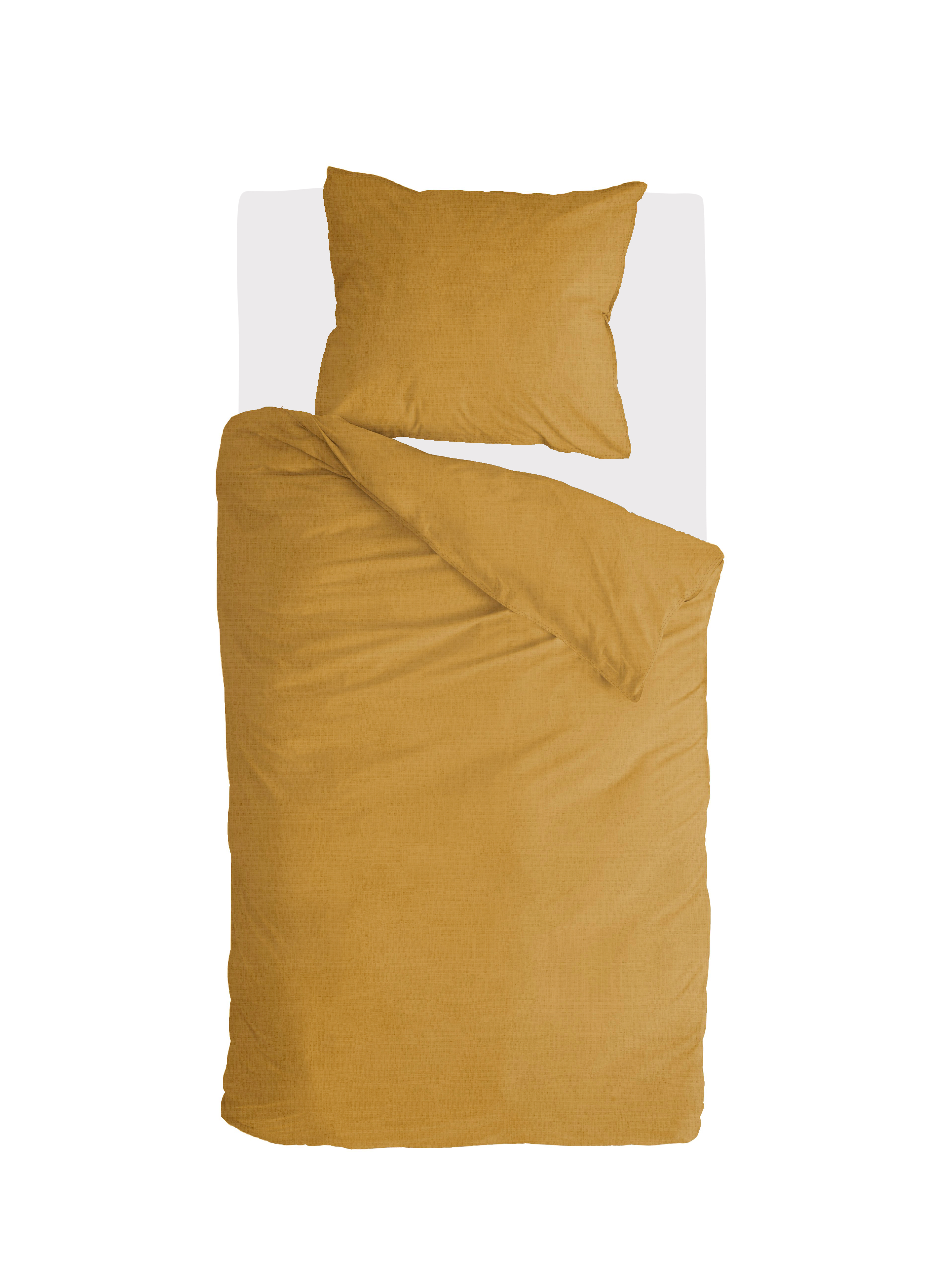 Vintage Cotton dekbedovertrek 140x220cm honing mosterd