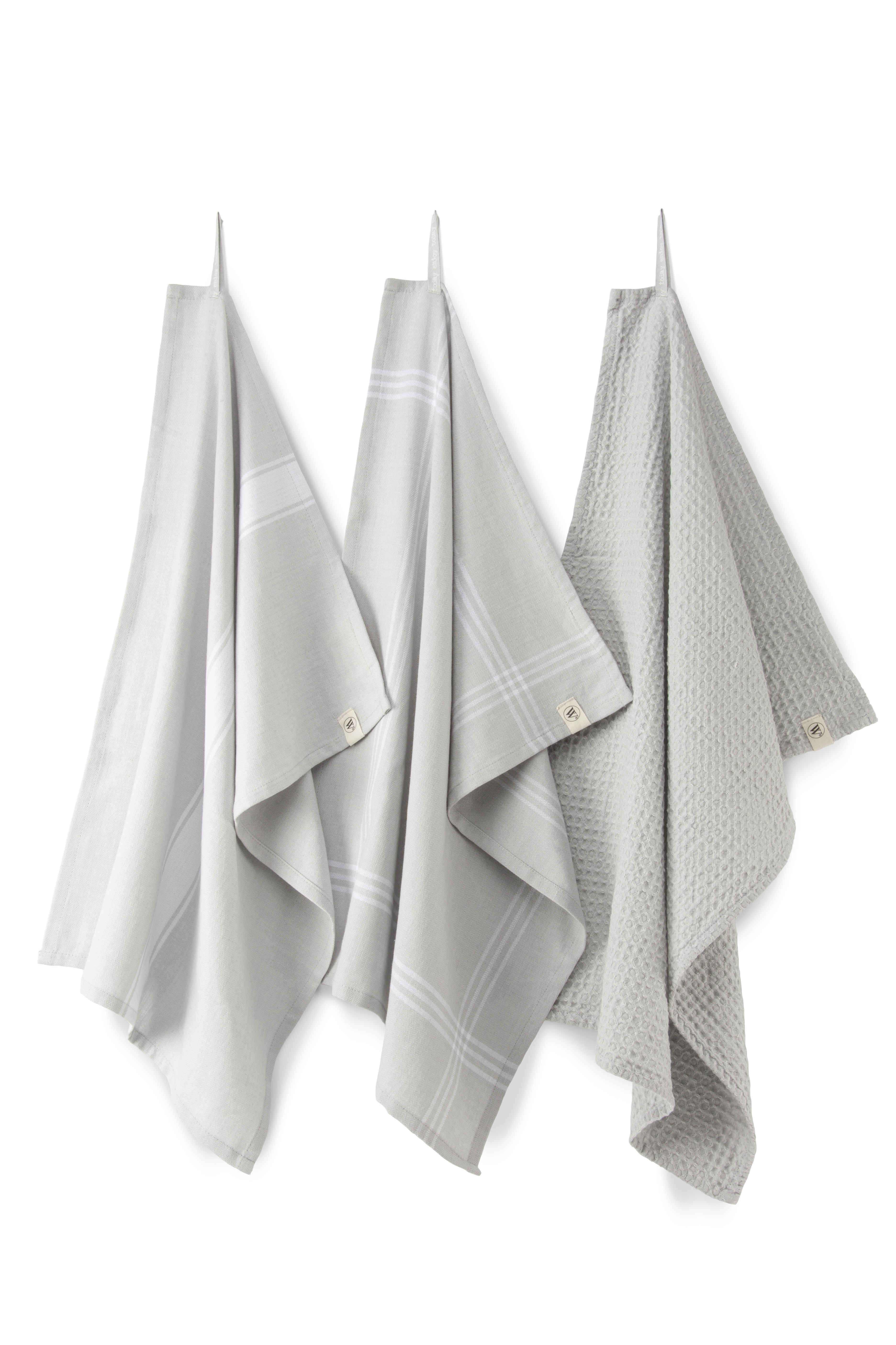 Blocks & Lines keuken- en theedoekenset 50x70cm lichtgrijs (3 stuks)